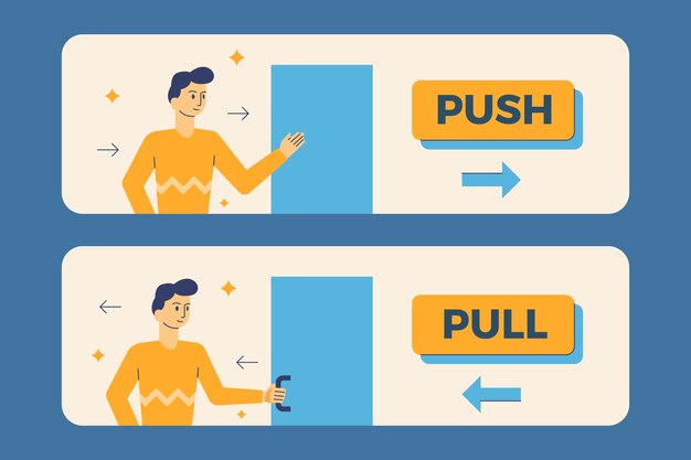 Push pull sign illustration