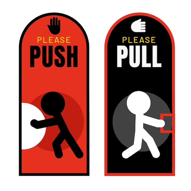 Vettore gratuito illustrazione del segno push pull