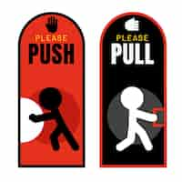 Free vector push pull sign illustration