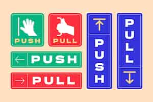 Бесплатное векторное изображение Коллекция знаков push pull