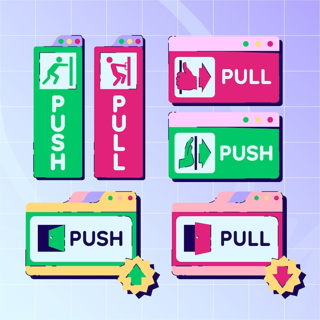 Free vector push pull signs collection