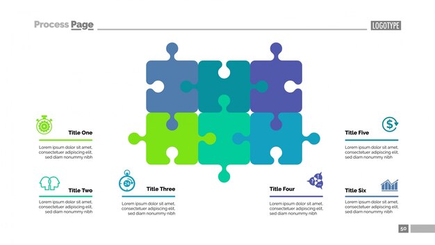 Puzzle Diagram with Six Elements Template
