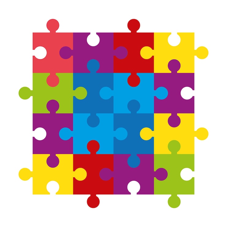 Free Vector puzzle pieces game colorful icon