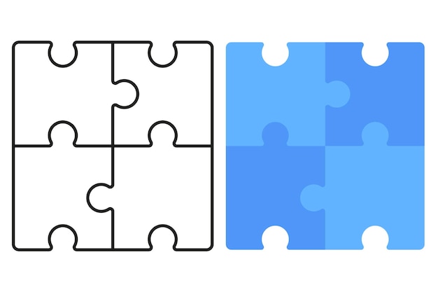 Free vector puzzles outline and flat