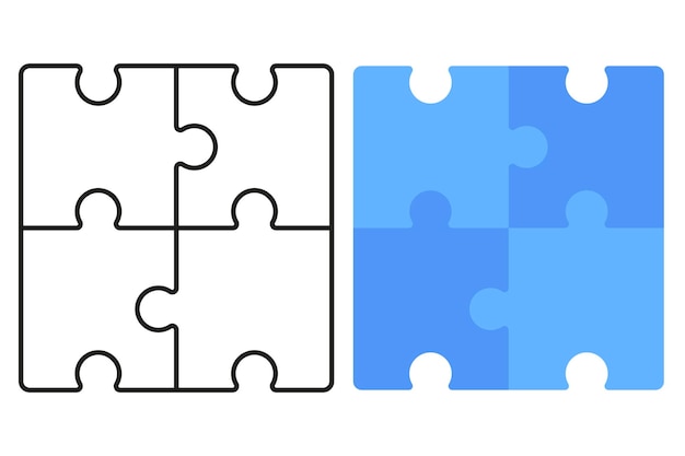 Vettore gratuito puzzle contorno e piatto