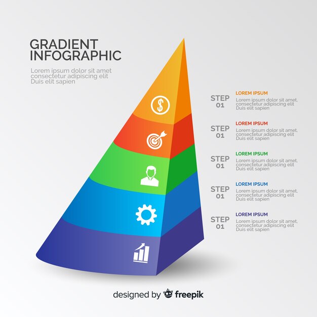 피라미드 그라디언트 infographic 색상