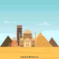 Free vector pyramid landscape with mosque