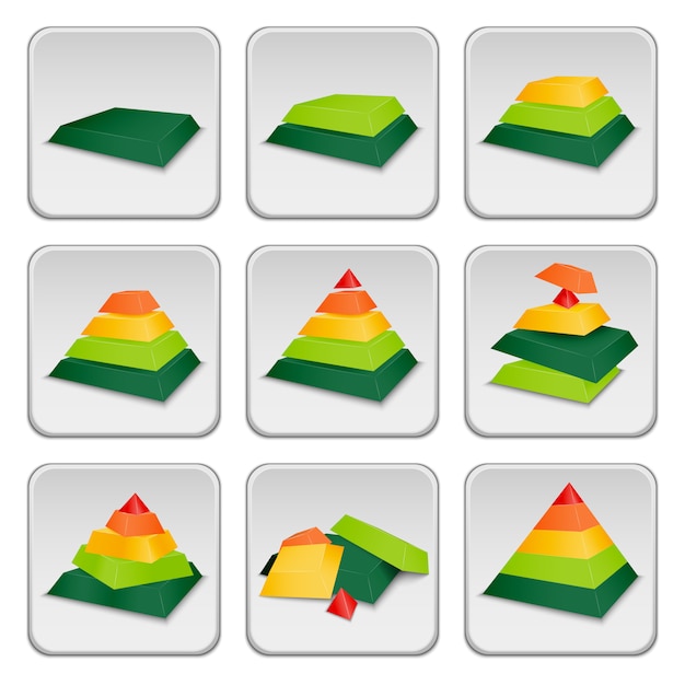 Free vector pyramid status indicator icons