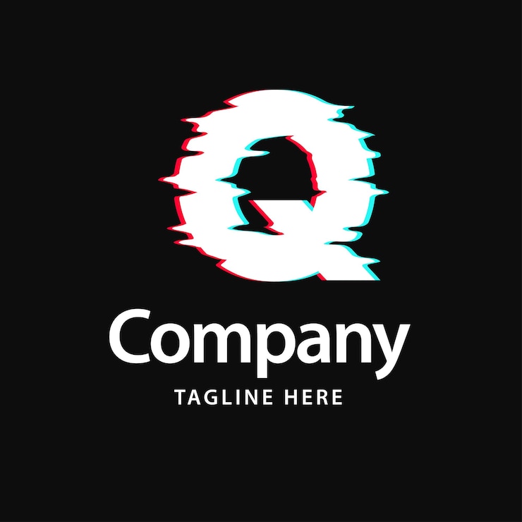मुफ़्त वेक्टर q glitch logo business brand identity design vector illustration