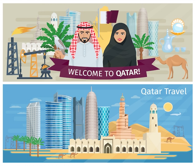 Set di banner del qatar