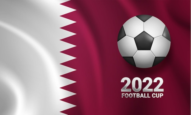 Бесплатное векторное изображение Кубок мира по футболу в катаре футбольный флаг 3d иллюстрация