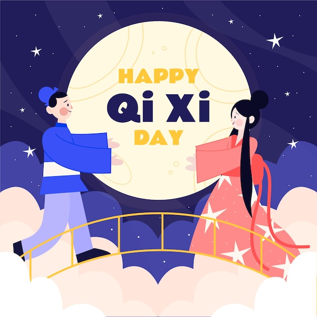 Vettore gratuito qi xi day illustrazione