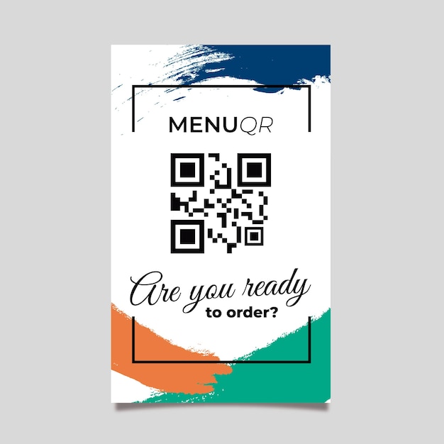 Menu colorato con codice qr in stile memphis