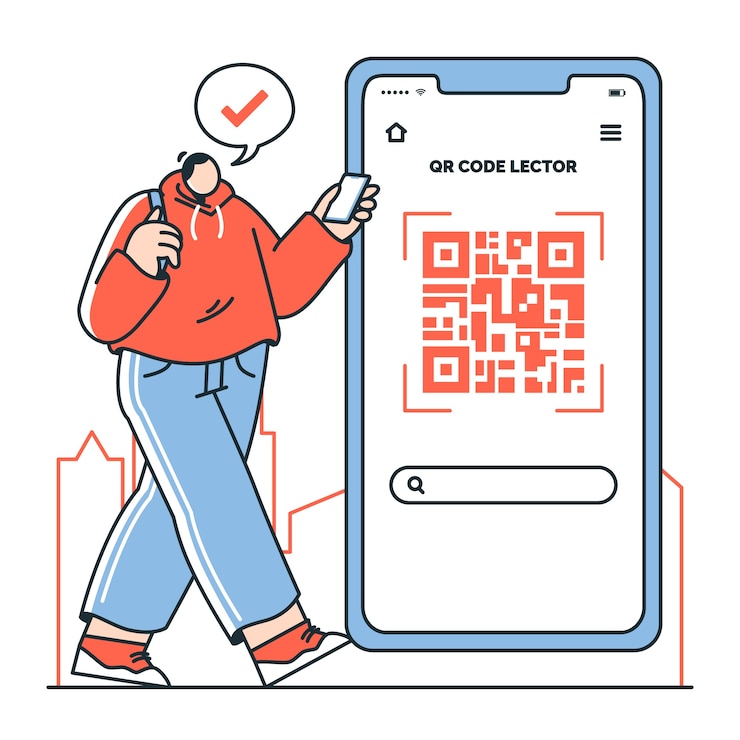 Free Vector qr code concept illustration