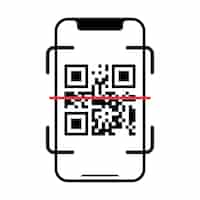 Free vector qr code on mobile phone