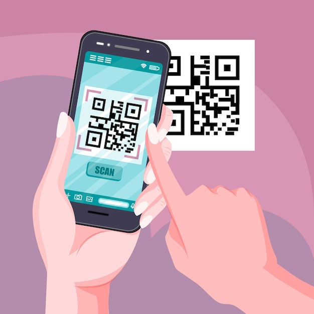 Free vector qr code scan on mobile design