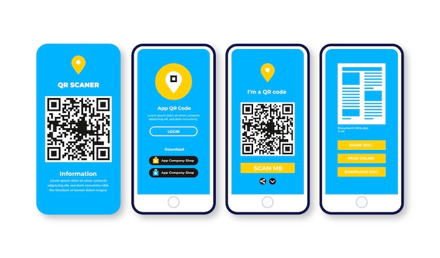 Vettore gratuito passaggi di scansione del codice qr sulla progettazione dello smartphone