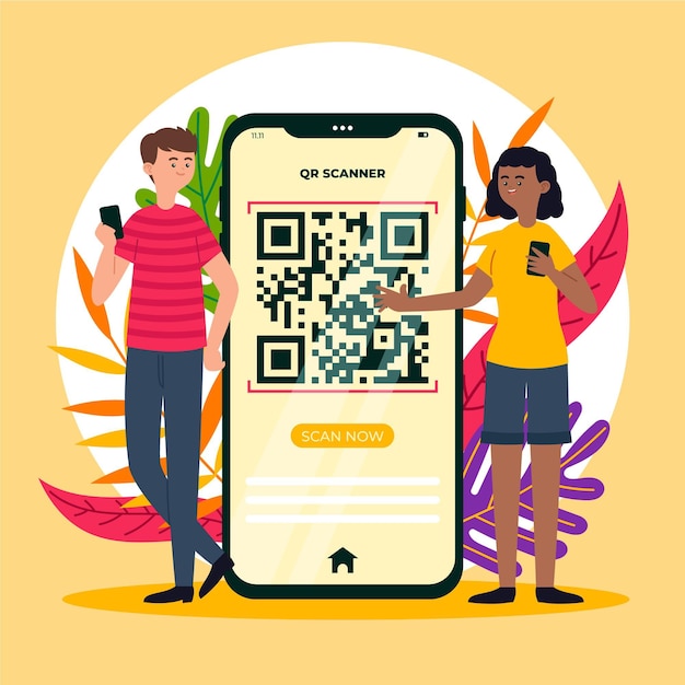 Qr code scanning concept with characters