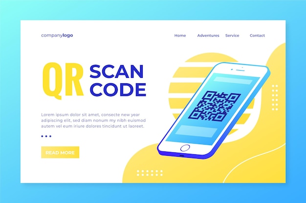 Free vector qr code scanning landing page theme