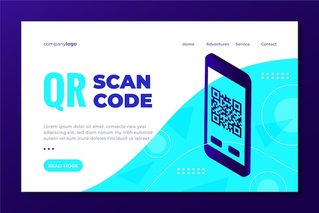 Free vector qr code scanning landing page web template