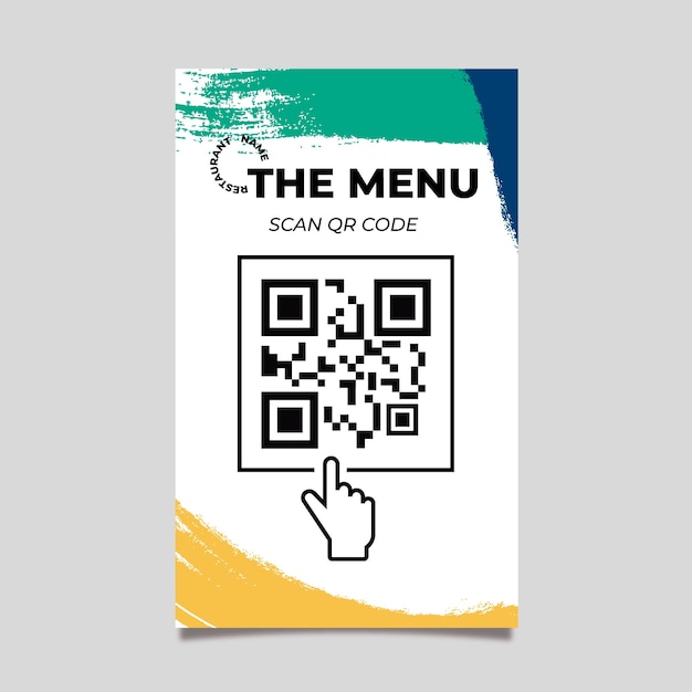 Free vector qr code template of colorful menu