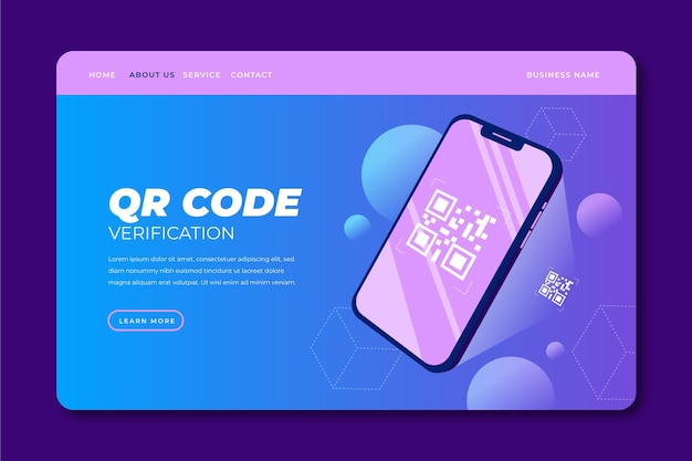 Free vector qr code verification landing page template