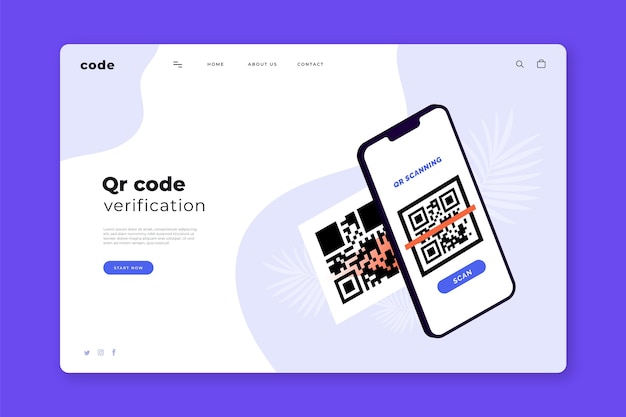 Free vector qr code verification landing page template