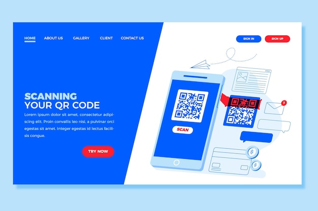 Free vector qr code verification landing page template