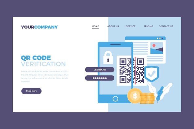 Free vector qr code verification landing page