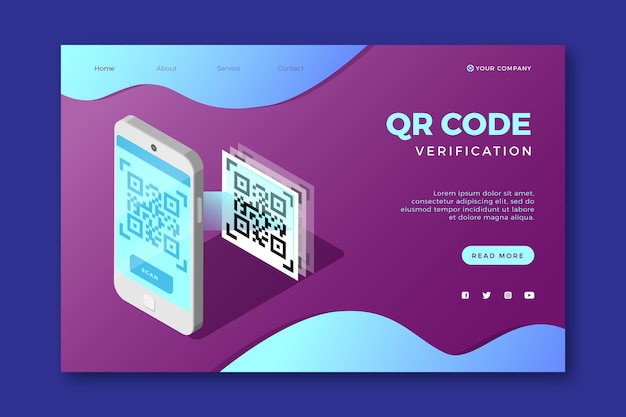 Vettore gratuito pagina di destinazione verifica codice qr