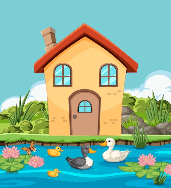 Quaint house by the duck pond