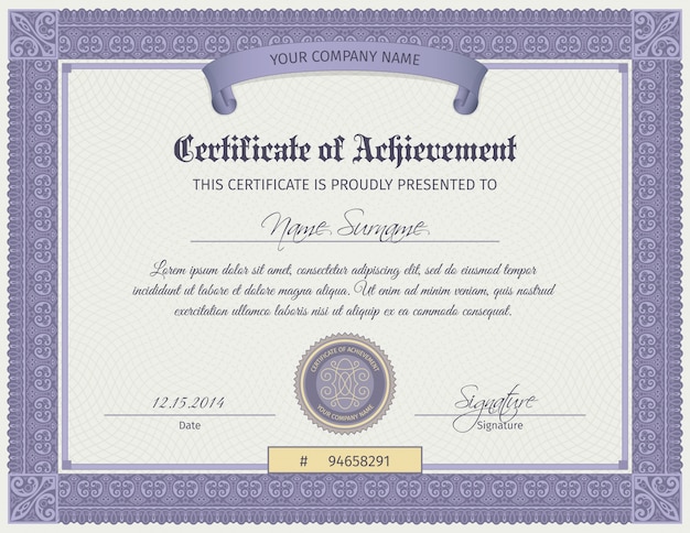 Free vector qualification certificate template