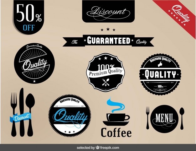 Free vector quality badges collection of restaurant