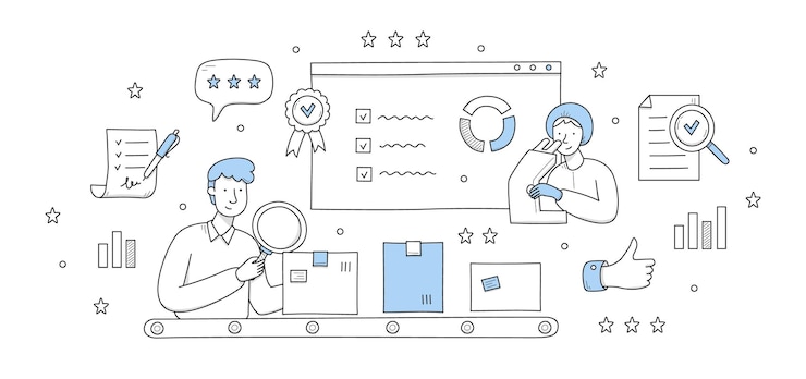 Free Vector quality control doodle concept product inspection