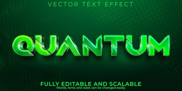 Free vector quantum metallic text effect, editable gaming and digital text style