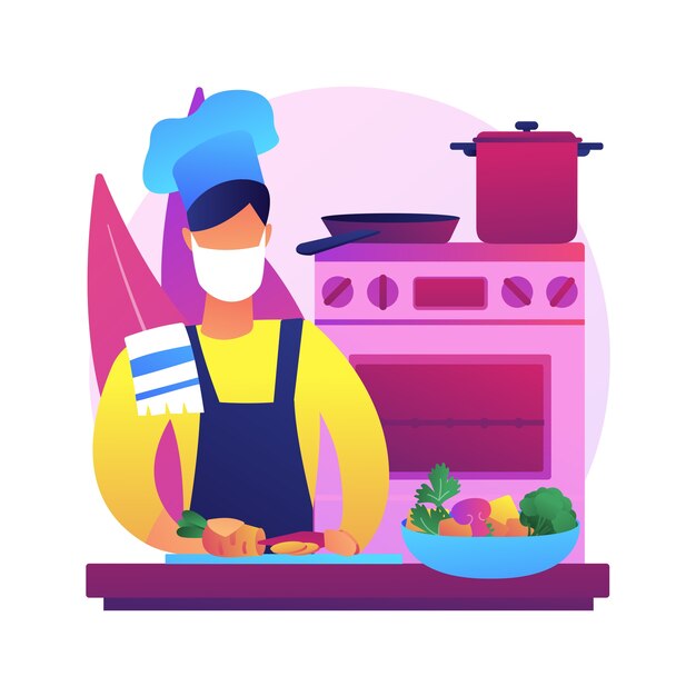 격리 요리 추상적 인 개념 그림입니다. 가족 레시피, 집에서 요리, 수제 음식, 요리 기술