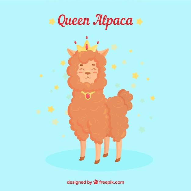 Vettore gratuito regina alpaca sullo sfondo