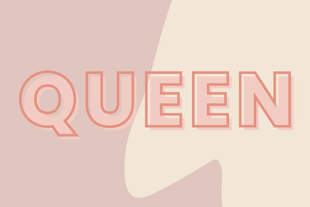 Vettore gratuito tipografia queen su un vettore di sfondo marrone e beige