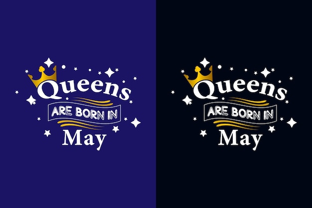女王​は​5​月​に​生まれる​手描き​レタリング​誕生日​tシャツ​デザインベクトルヴィンテージイラスト