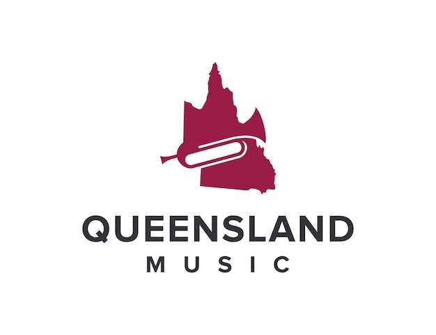 Карта штата квинсленд и музыка для рожков простой гладкий креативный геометрический современный дизайн логотипа