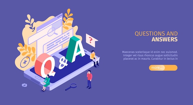 Question And Answers Isometric  Banner