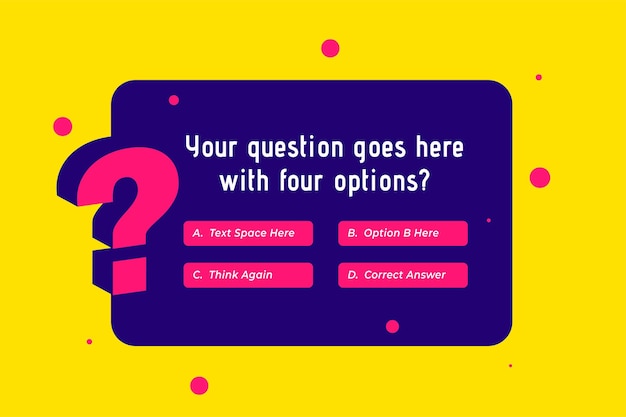 Questions and answer multiple choice template for trivia game