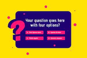 Free vector questions and answer multiple choice template for trivia game