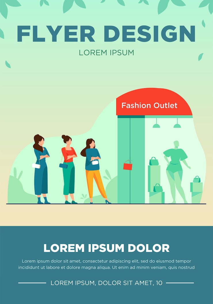 Free Vector queue of customers standing for sale at boutique window. people waiting for outlet opening at shop entrance. vector illustration for fashion store, consumerism, special offer event flyer template