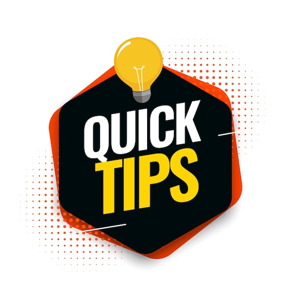 Free vector quick tips advice with lightbulb on white background