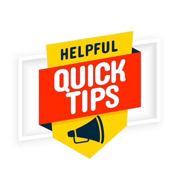 Free vector quick tips advice with megaphone on white background