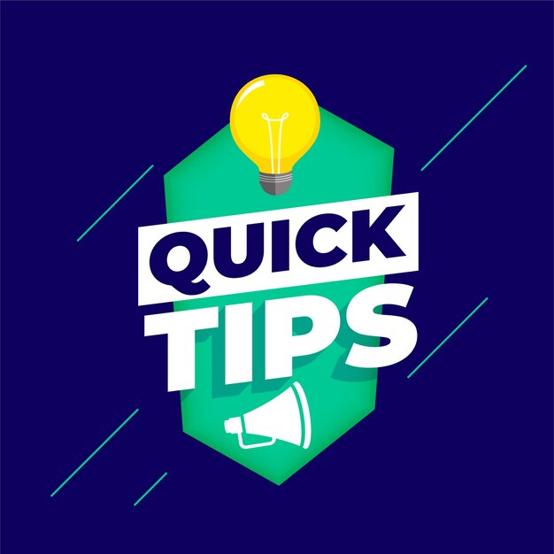 Quick tips background with bulb and megaphone