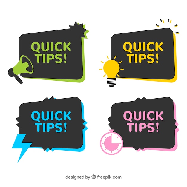 Free vector quick tips badges collection