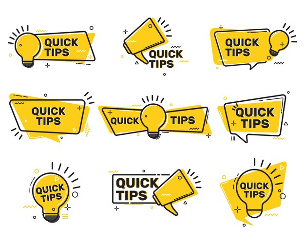 Quick tips flat labels collection