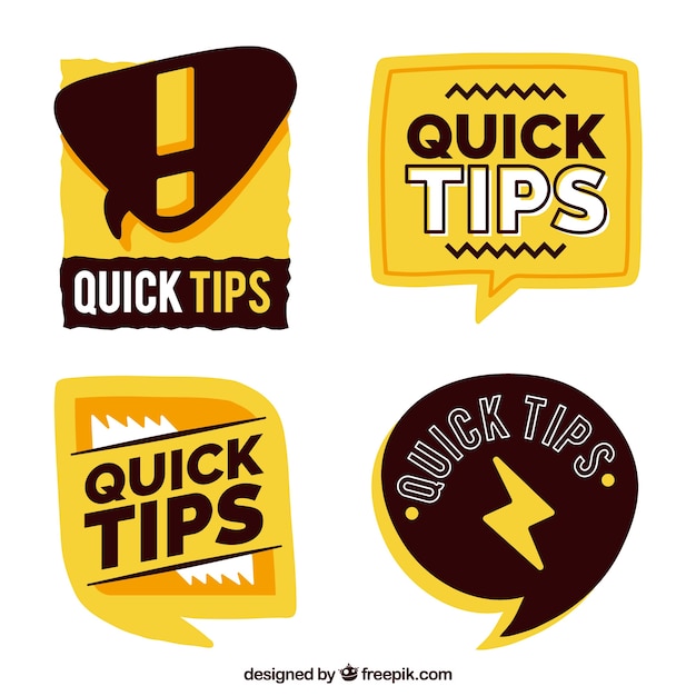Free vector quick tips labels collection in flat style